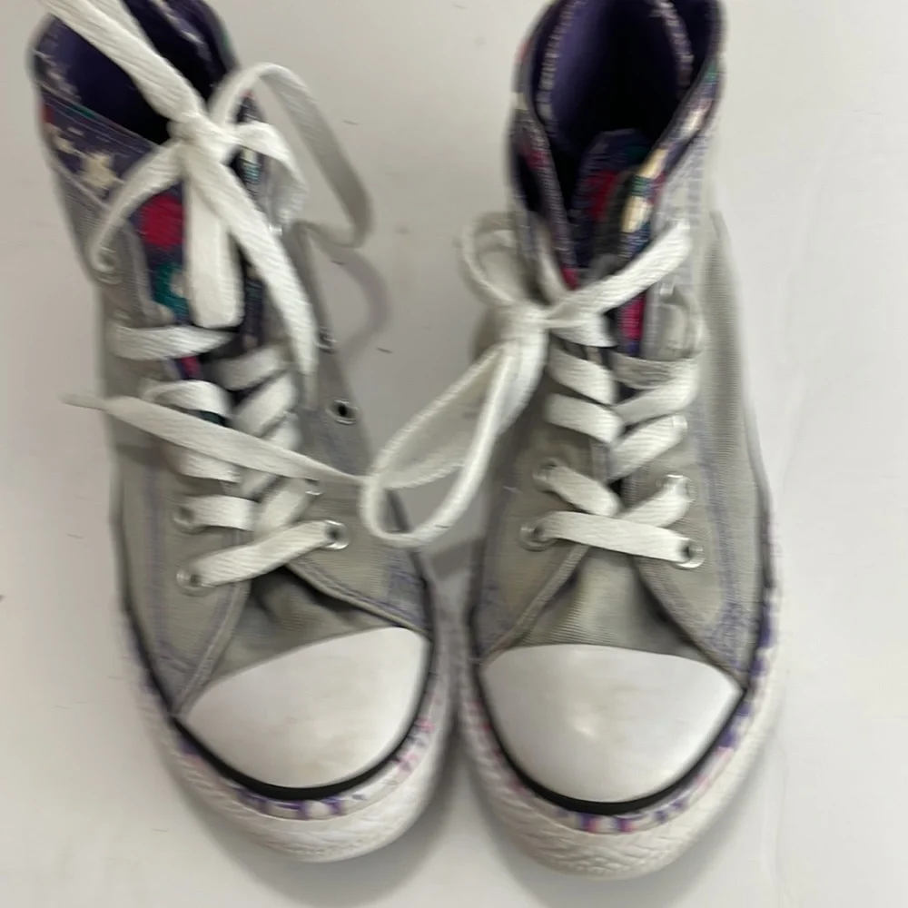 Converse Chuck Taylor All Star Gray and Purple High Tops Size 1